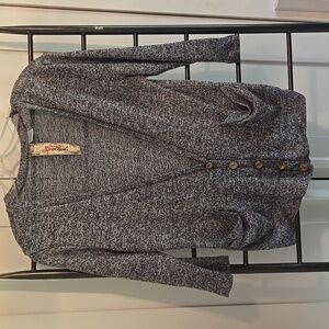 Greay front button cardigan